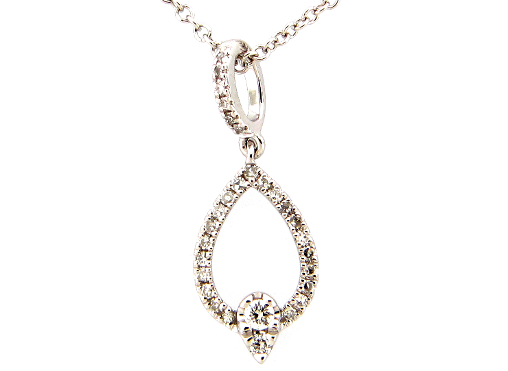 Dilamani 14W Pear Shaped Open Diamond Drop Pendant