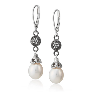 large pearl earrings with pave diamonds