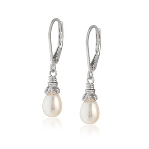 petite pearl drop earrings