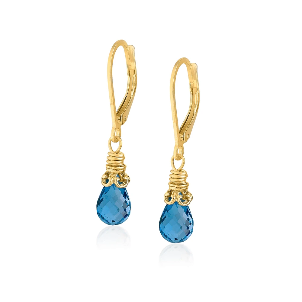 petite london blue topaz earrings in vermeil