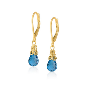 petite london blue topaz earrings in vermeil
