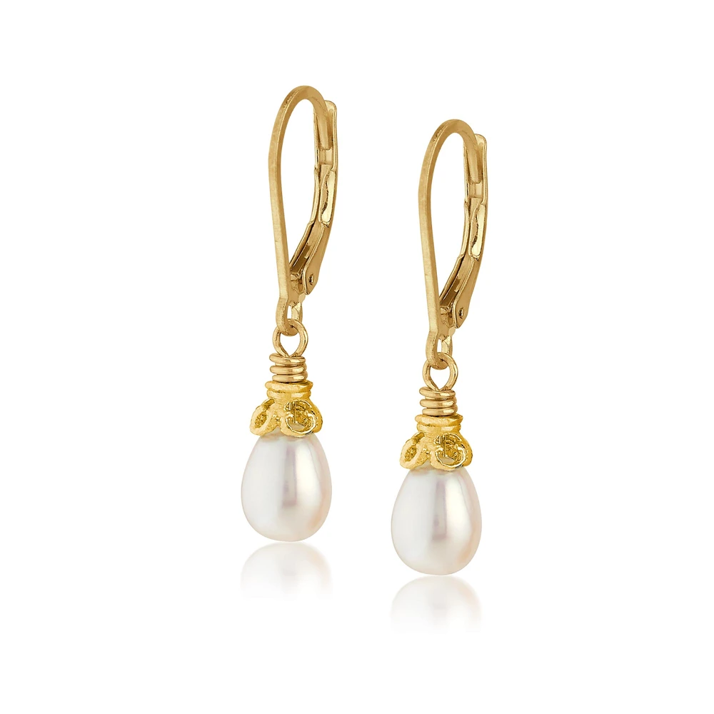 petite pearl drop earrings in 18k gold vermeil