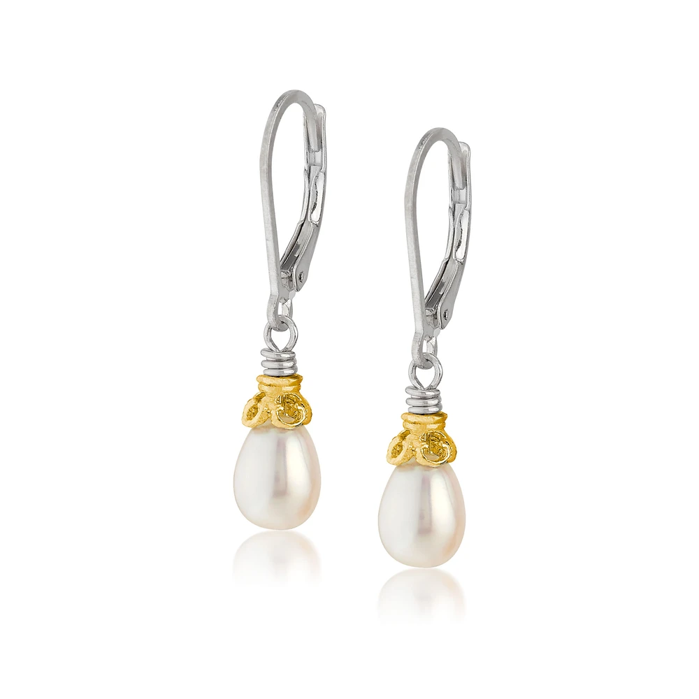 petite pearl drop earrings with 18k gold vermeil