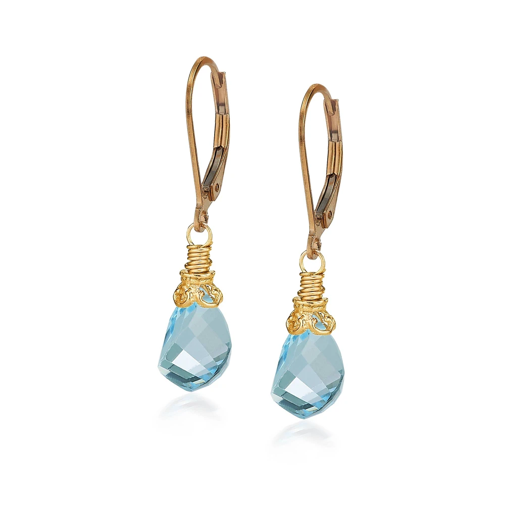 faceted blue topaz twist earrings in vermeil
