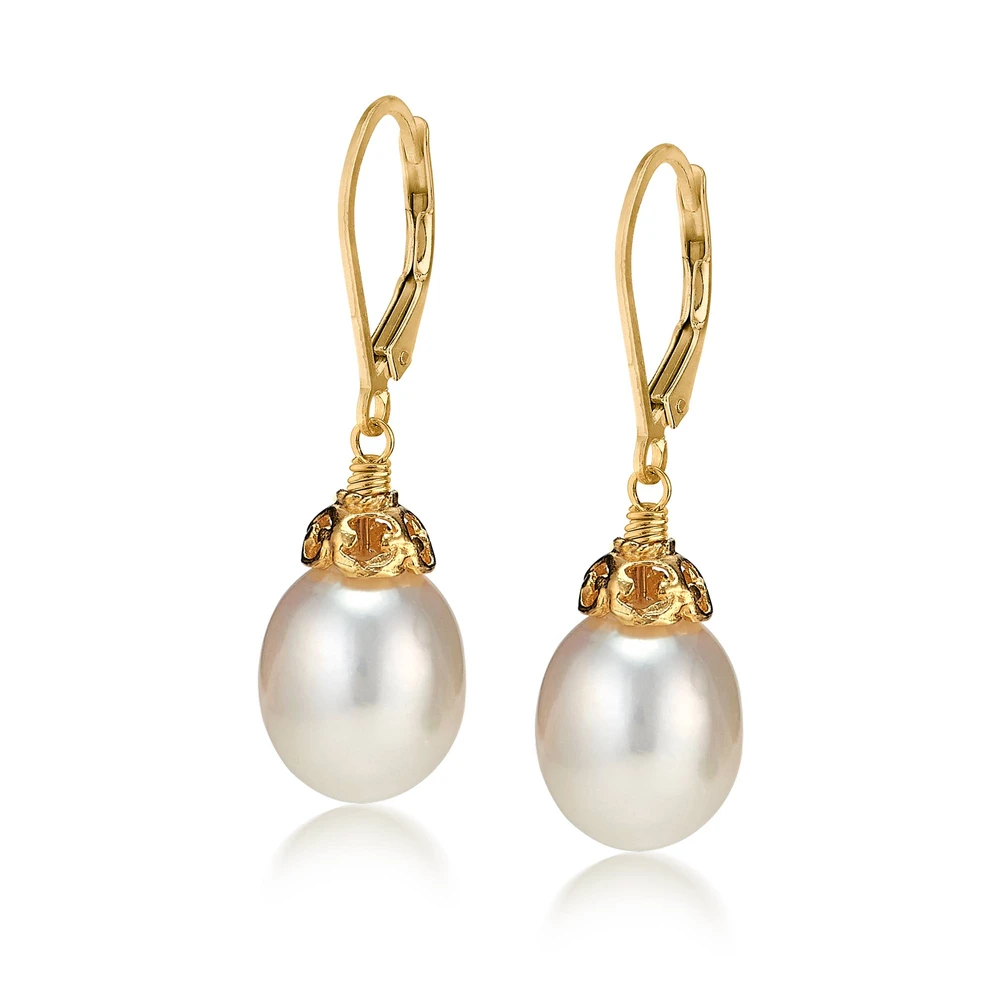 large pearl drop earrings in 18k gold vermeil