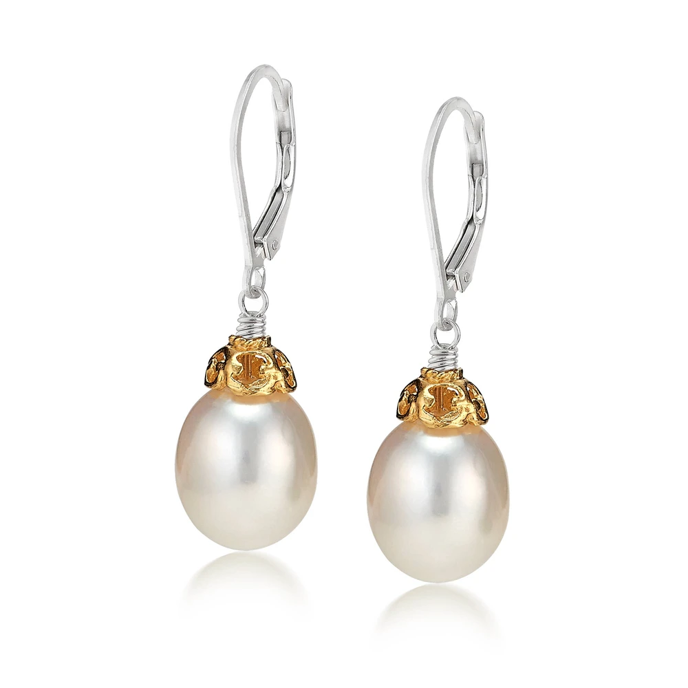 large pearl drop earrings with 18k gold vermeil