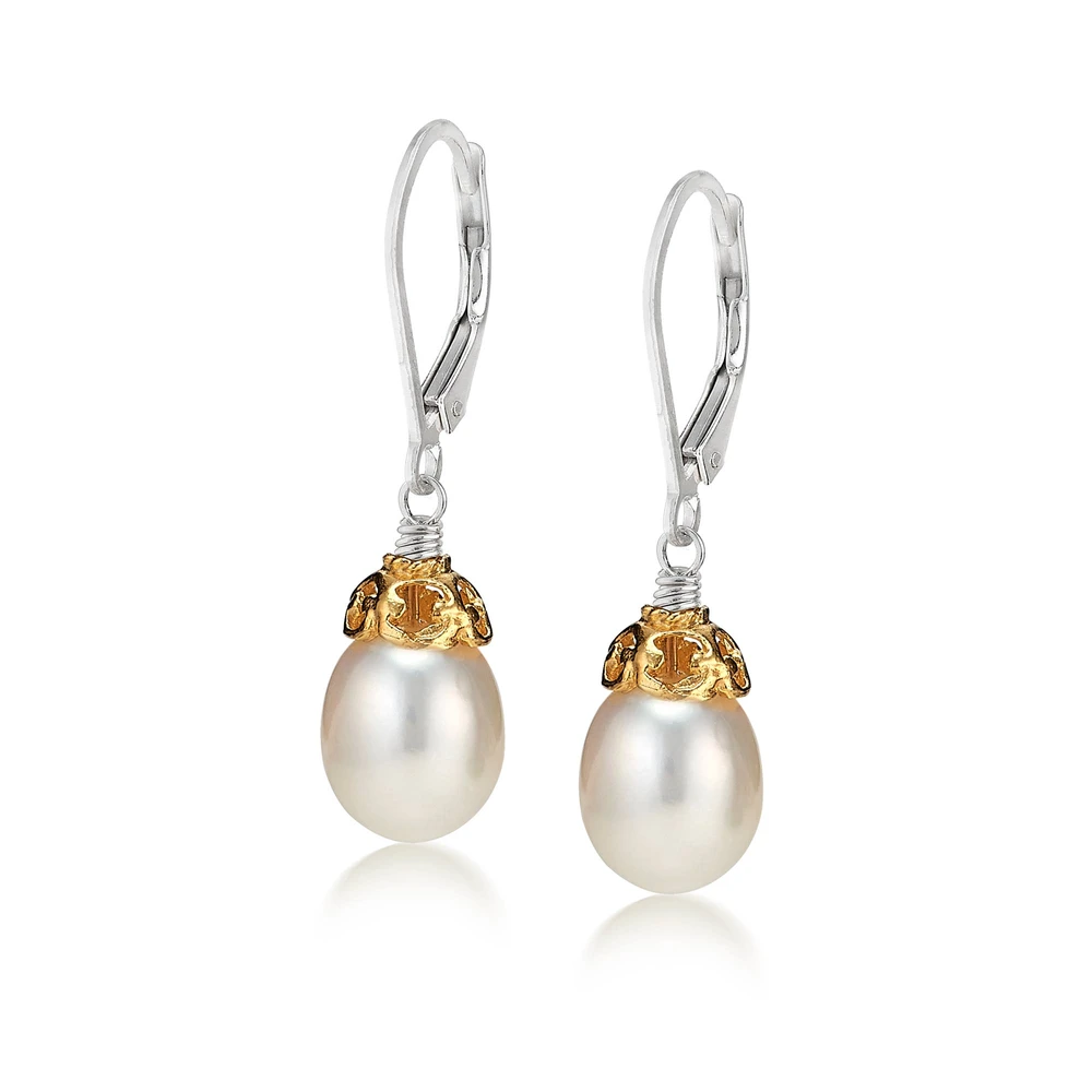pearl drop earrings with 18k gold vermeil