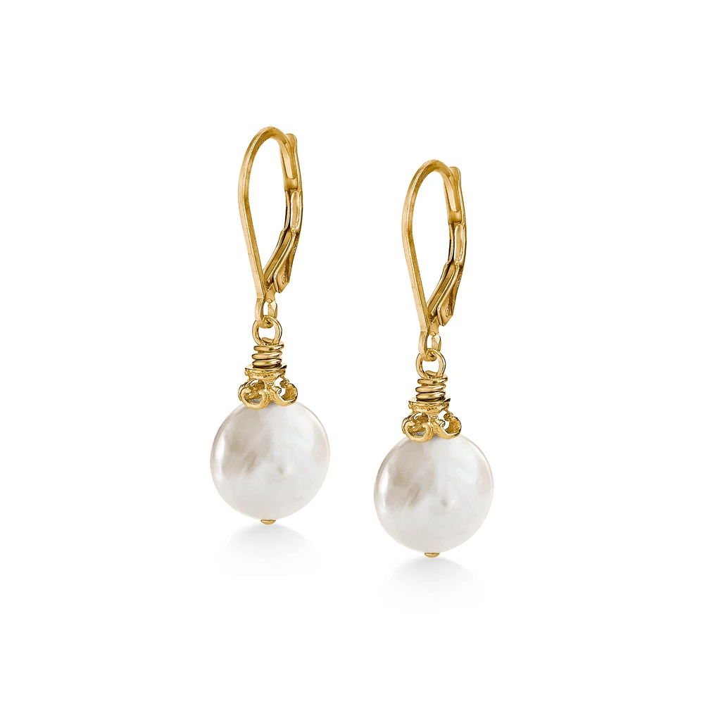 coin pearl earrings in 18k gold vermeil