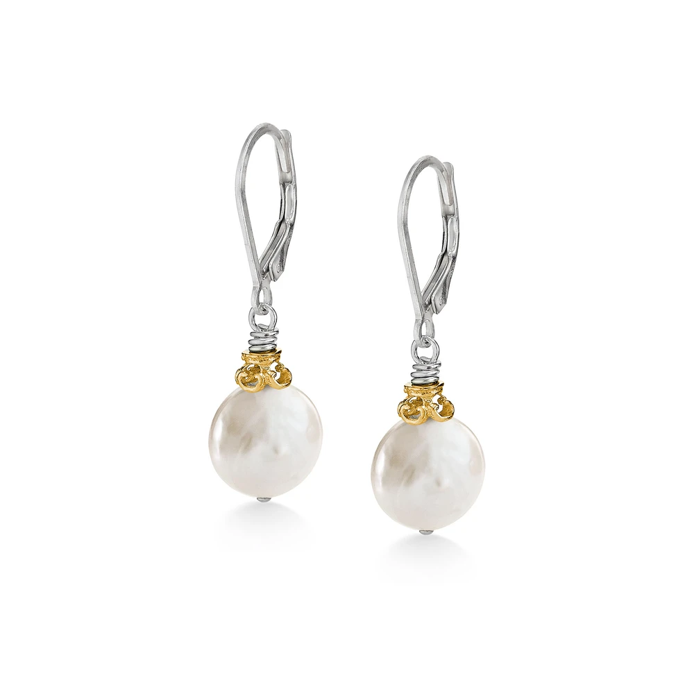 coin pearl with 18k gold vermeil earrings