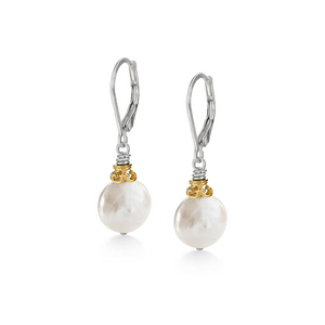 coin pearl with 18k gold vermeil earrings