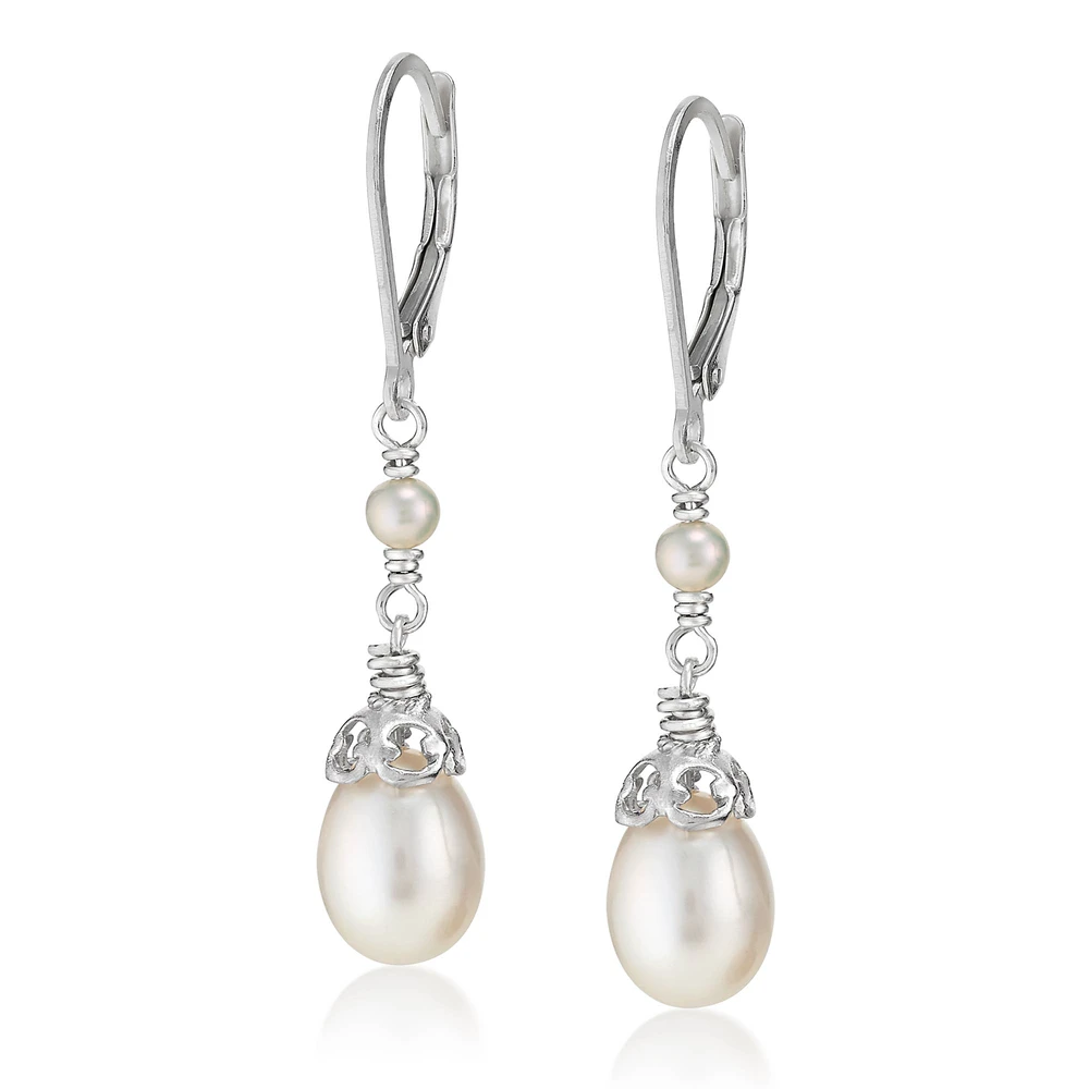 double pearl drop earrings