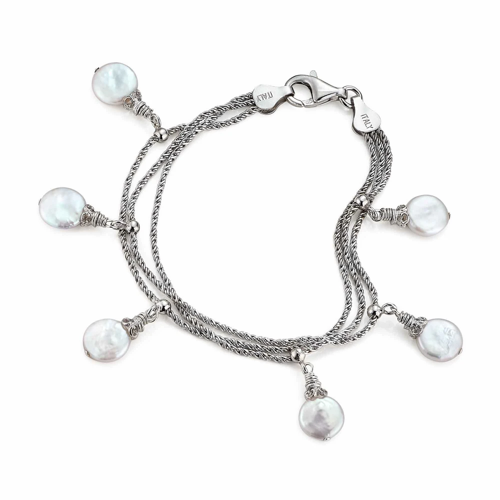 coin pearl dangle bracelet