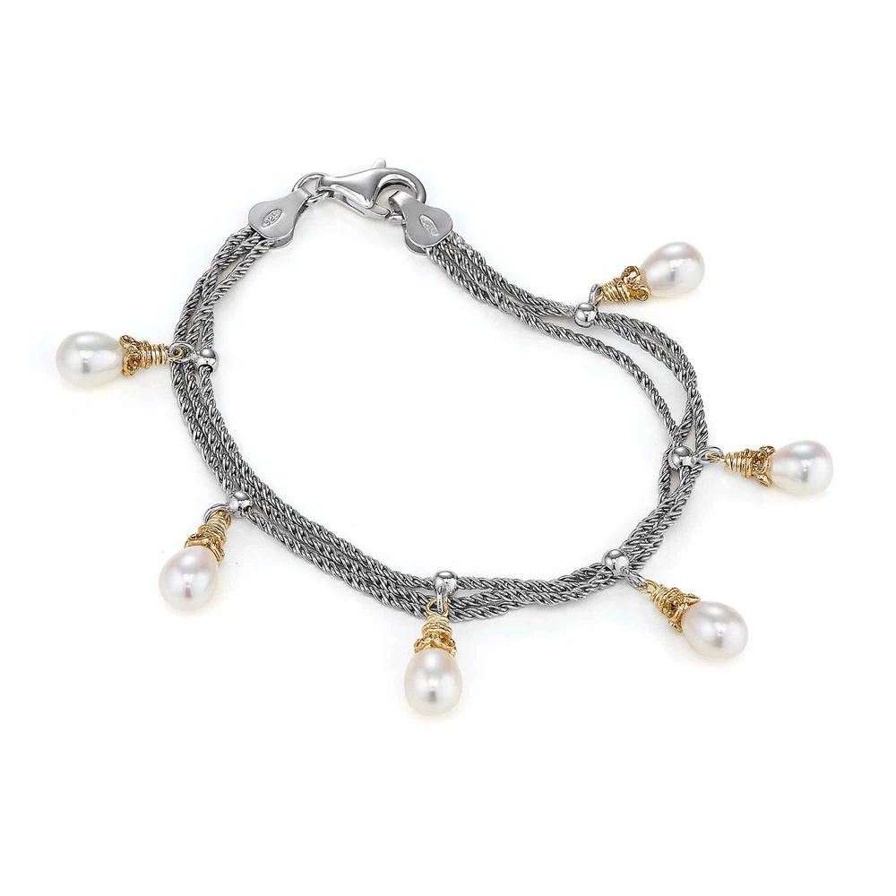 pearl dangle bracelet with 18k gold vermeil