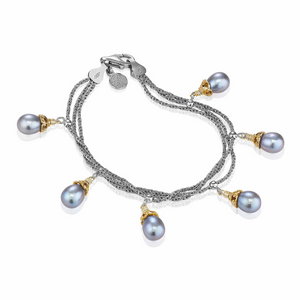 gray pearl dangle bracelet with vermeil