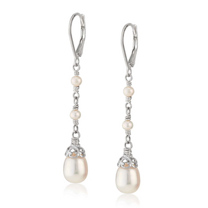 triple pearl drop earrings