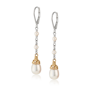 triple pearl drop earrings with 18k gold vermeil