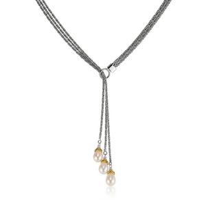 triple strand pearl lariat with 18k gold vermeil