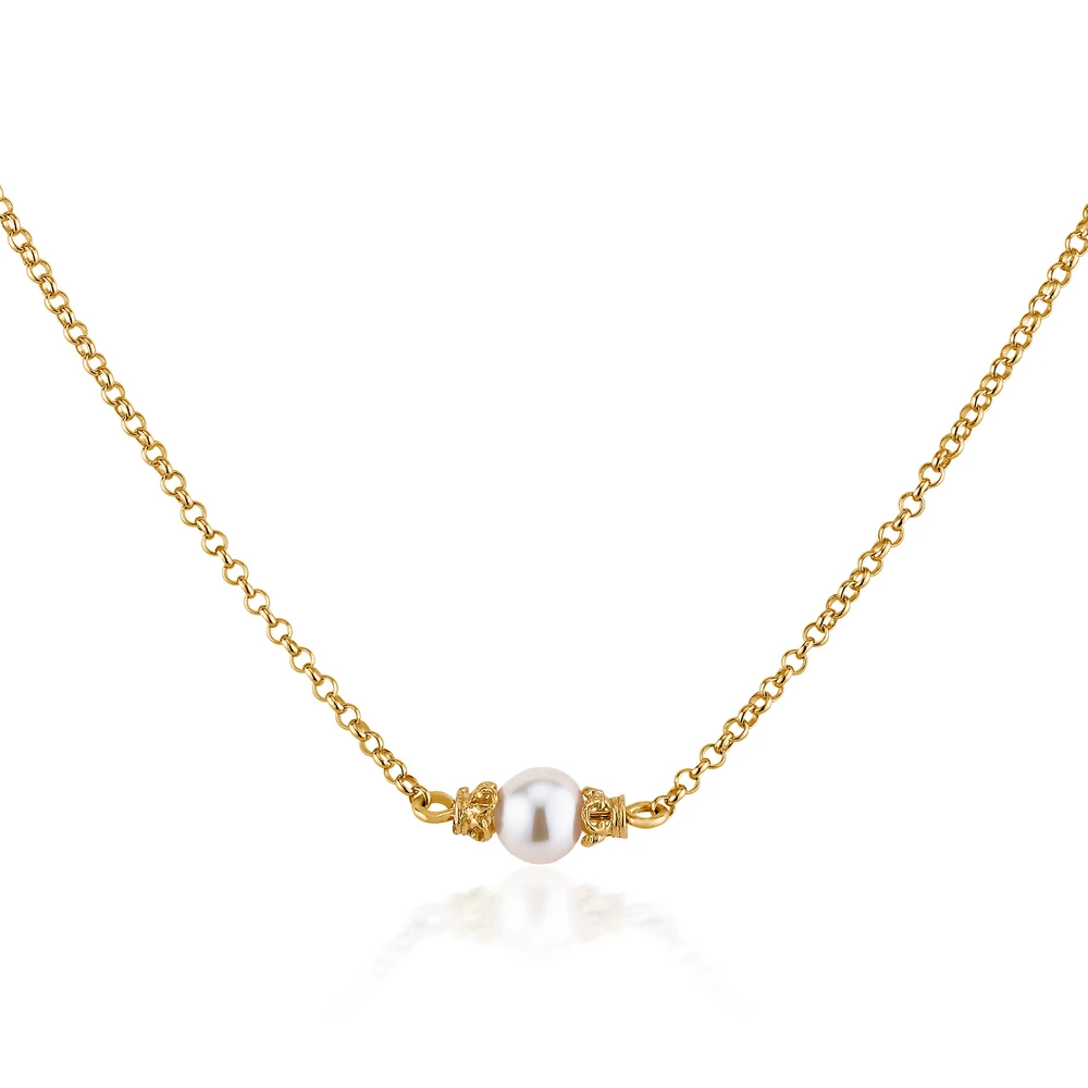 floating pearl necklace in gold