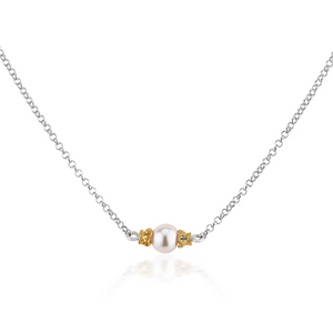 floating pearl necklace with 18k gold vermeil