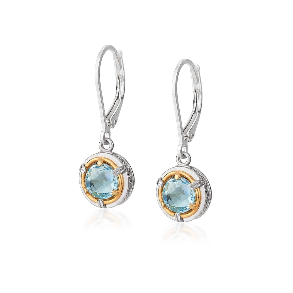 petite blue topaz earrings with 18k gold vermeil