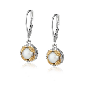 petite pearl earrings with 18k gold vermeil