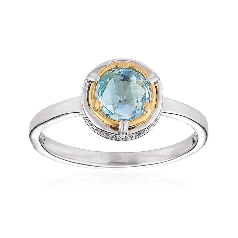 petite blue topaz ring with 18k gold vermeil