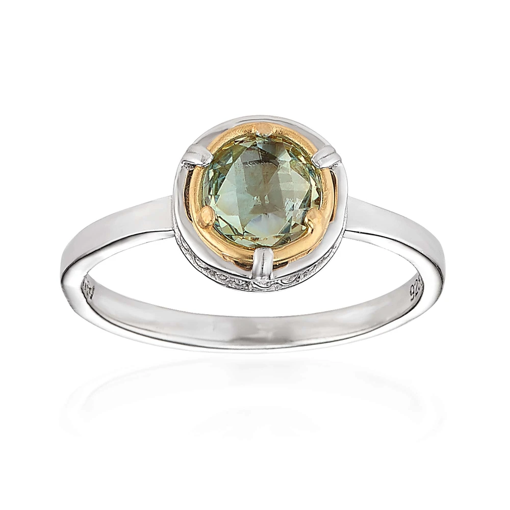 petite green amethyst ring with 18k gold vermeil