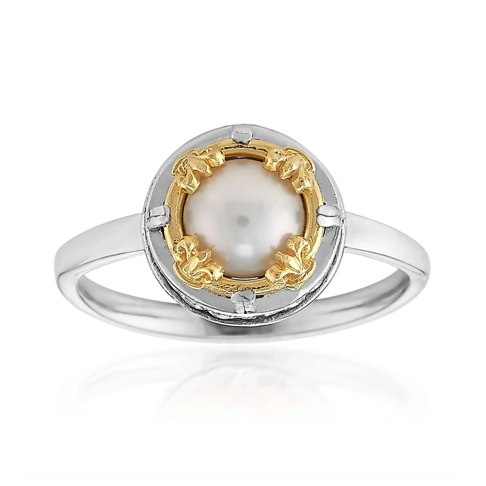 petite pearl ring with 18k gold vermeil