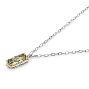rectangular green amethyst necklace with 18k gold vermeil