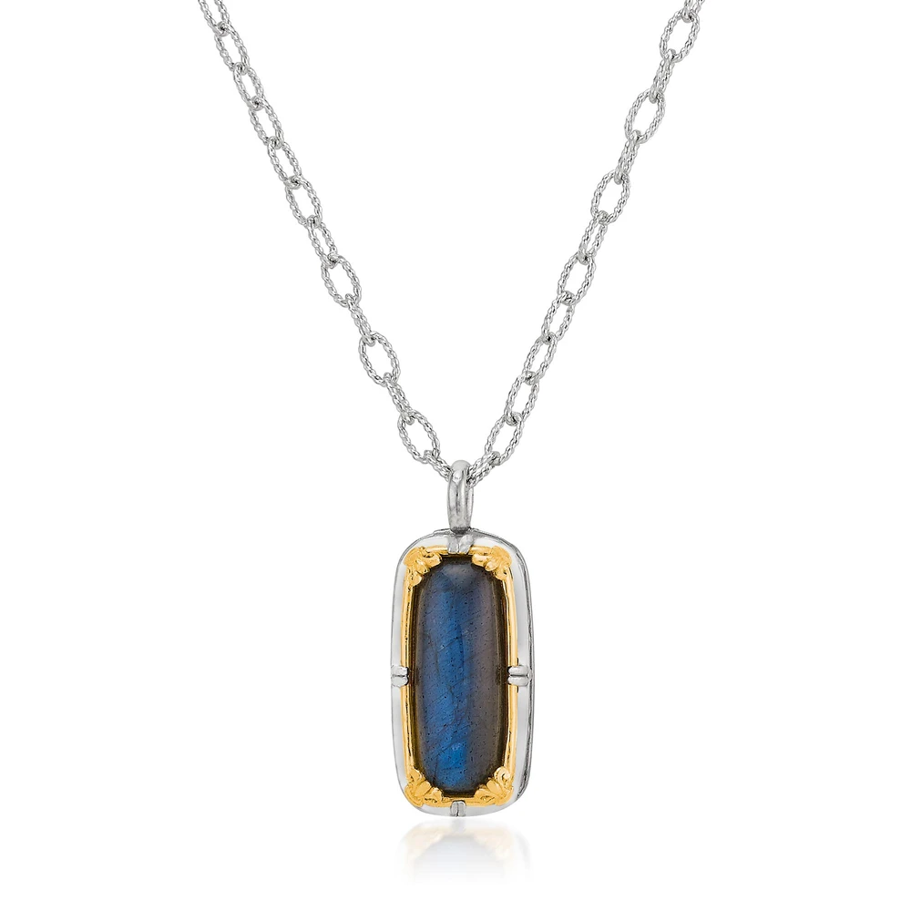 rectangular labradorite necklace with 18k gold vermeil