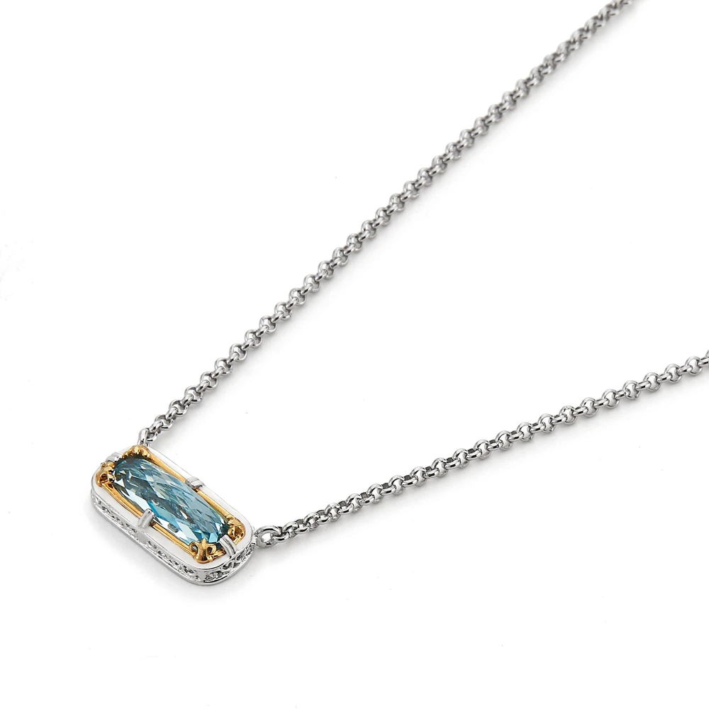 east-west blue topaz necklace with 18k gold vermeil