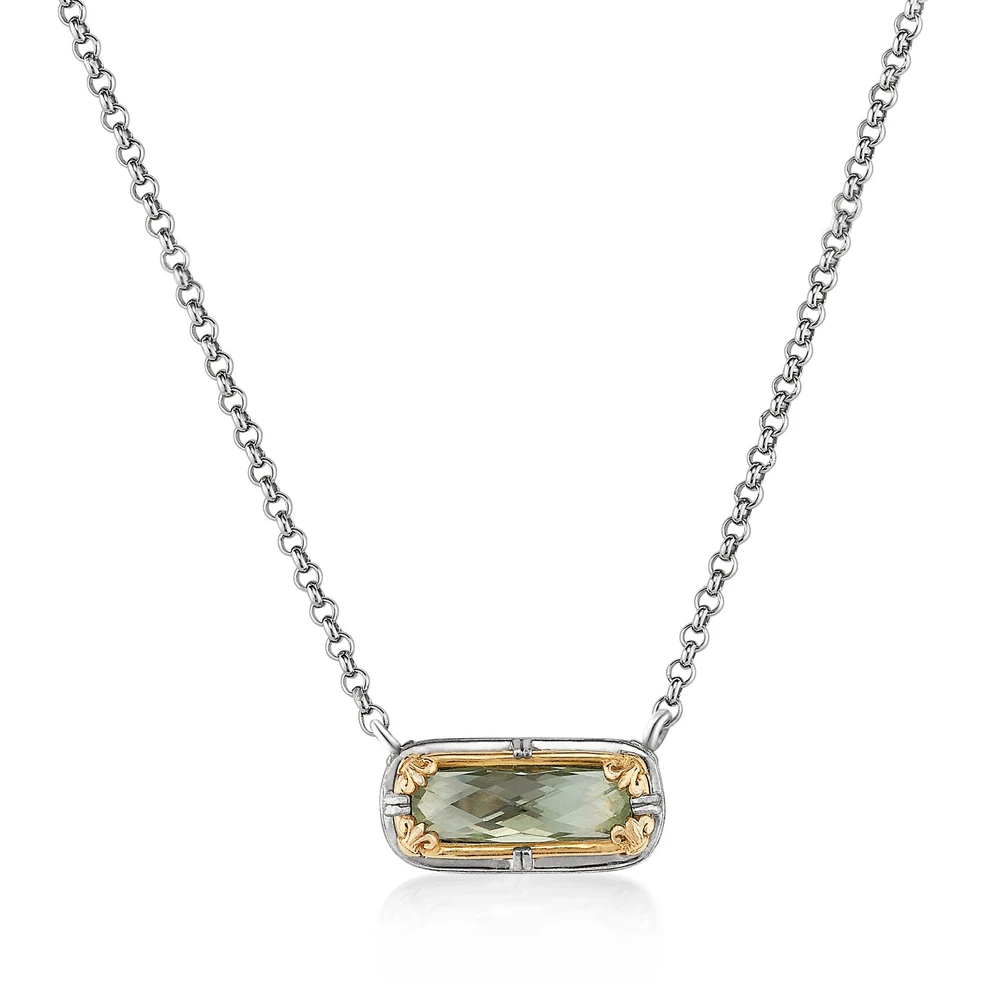 east-west green amethyst necklace with 18k gold vermeil