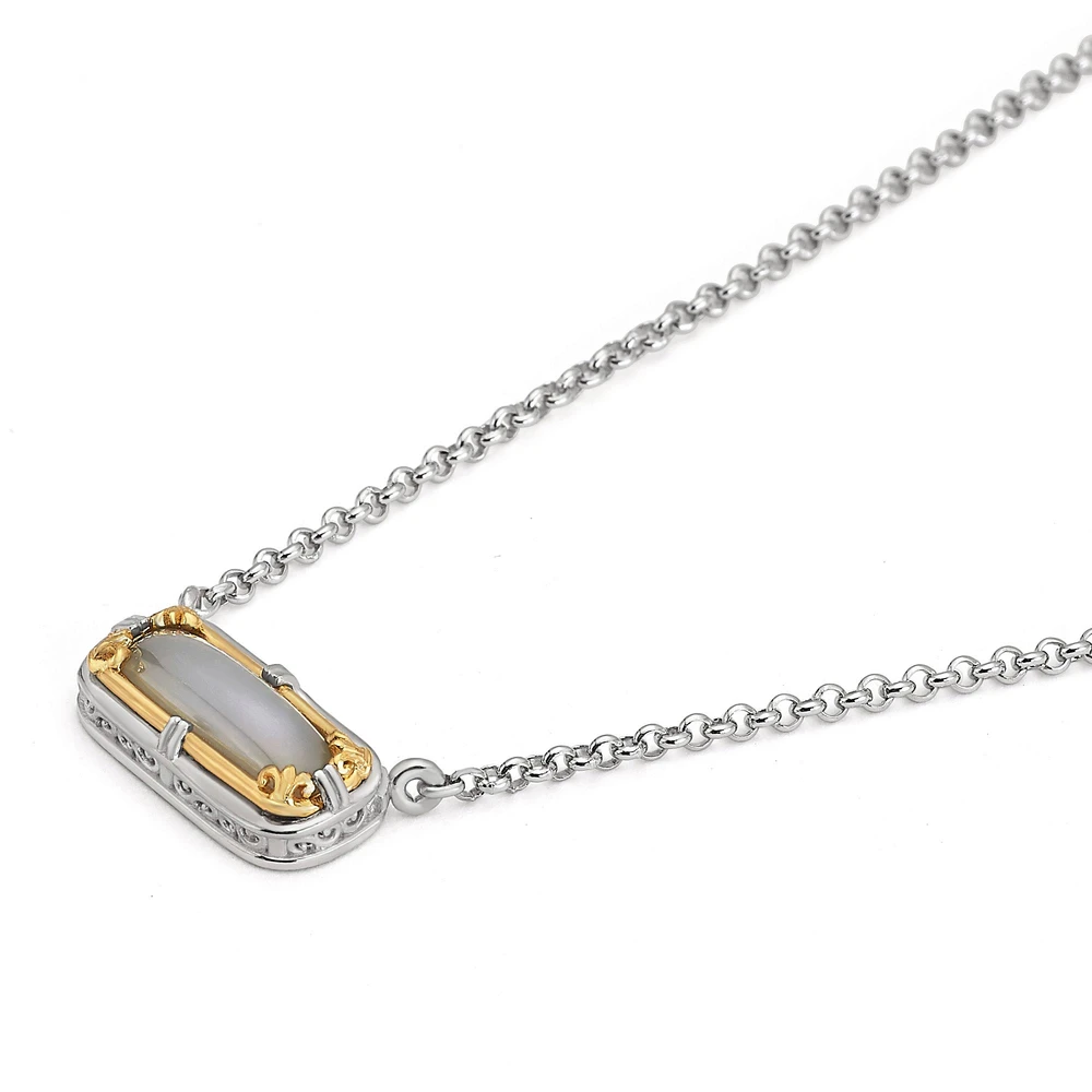 east-west gray moonstone necklace with 18k gold vermeil