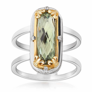double band green amethyst ring with 18k gold vermeil
