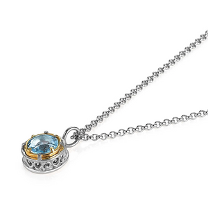 round blue topaz necklace with 18k gold vermeil
