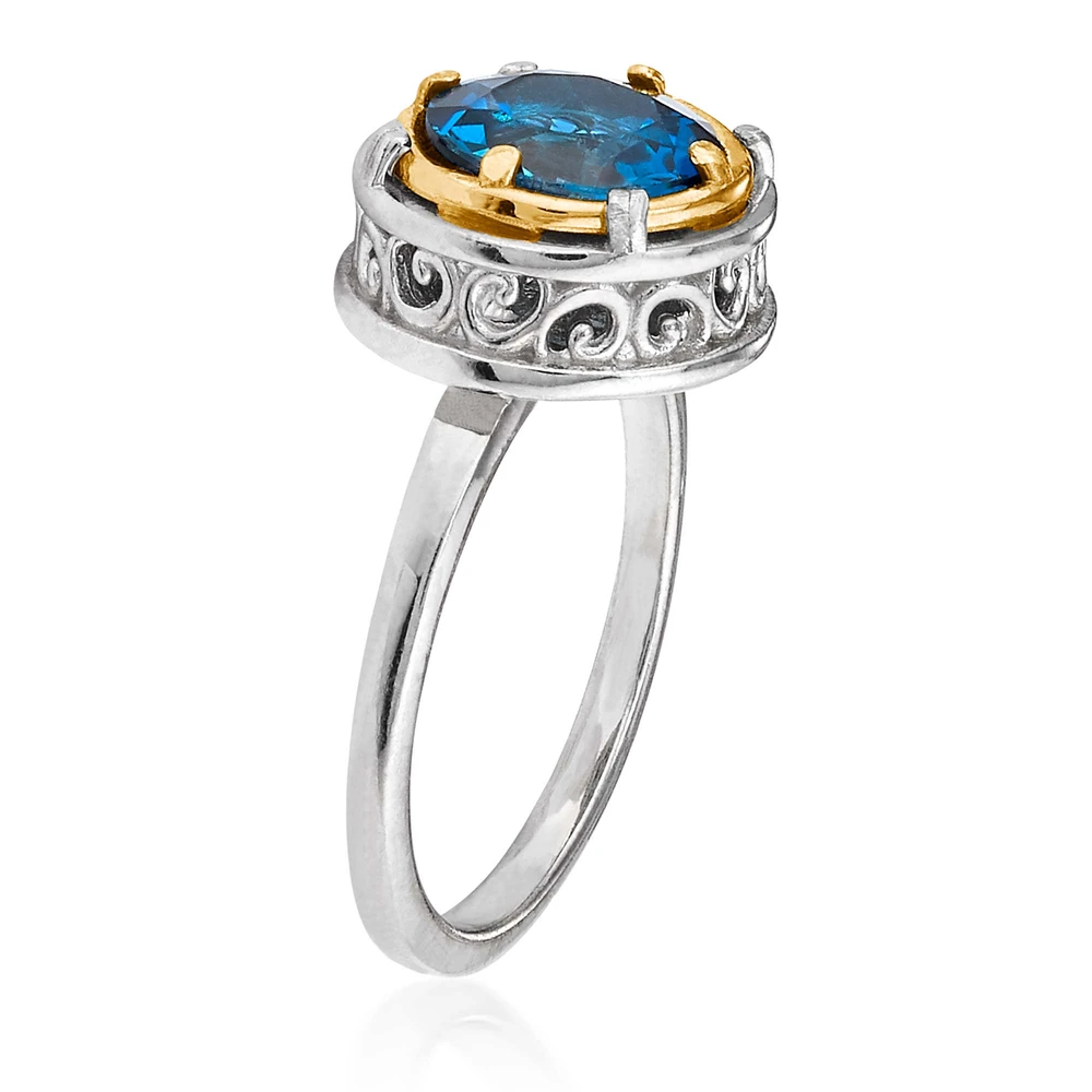 round london blue topaz ring with 18k gold vermeil