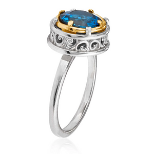 round london blue topaz ring with 18k gold vermeil