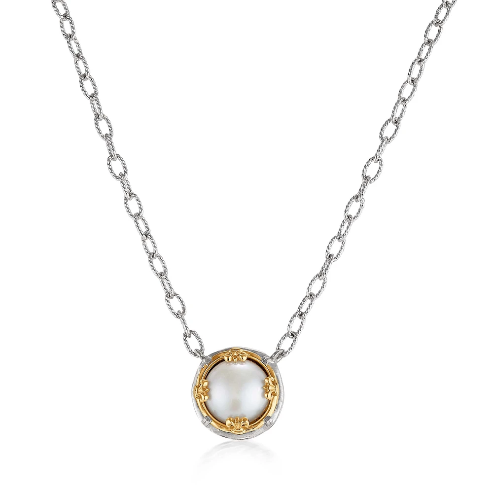 large round pearl necklace with 18k gold vermeil