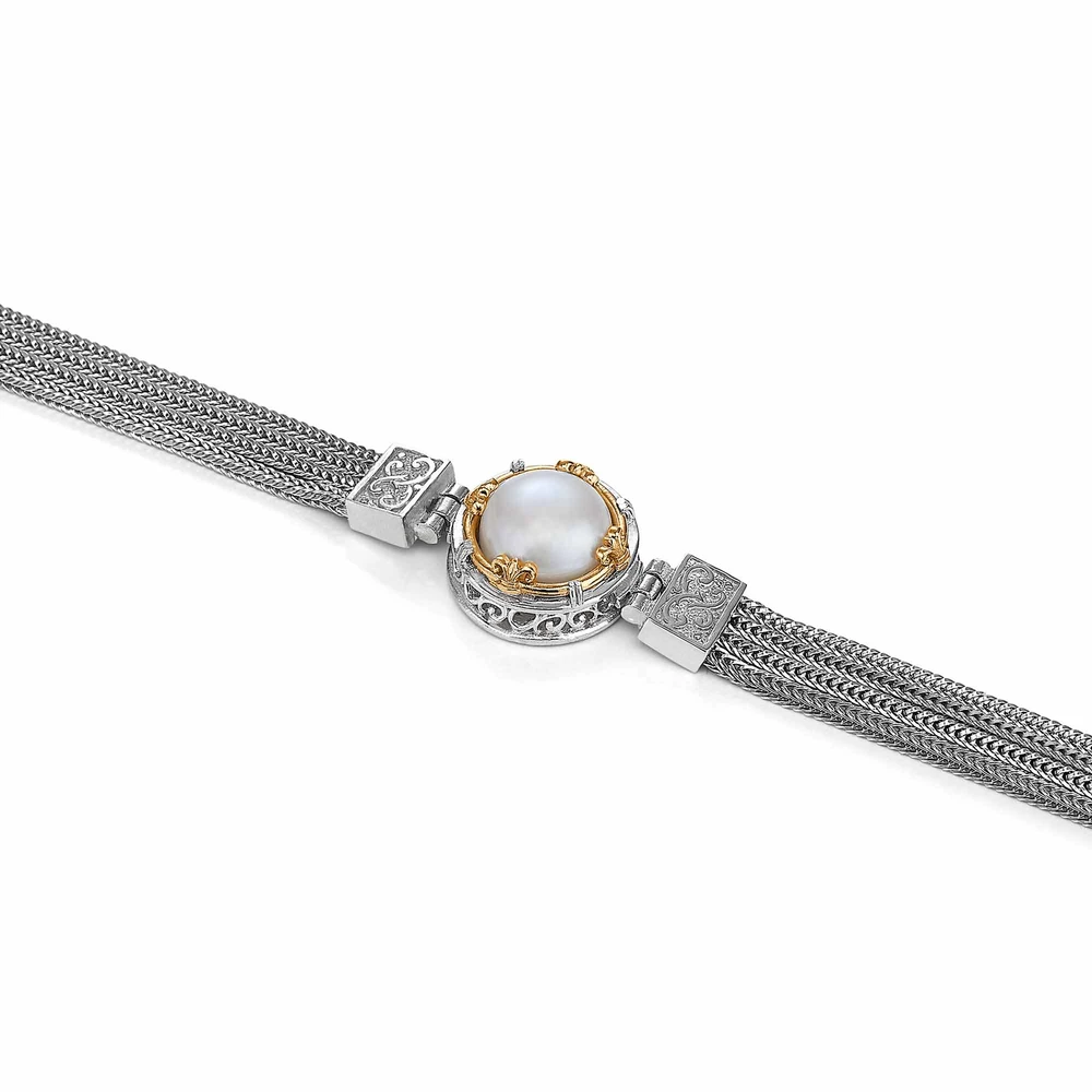 foxtail round pearl bracelet with 18k gold vermeil