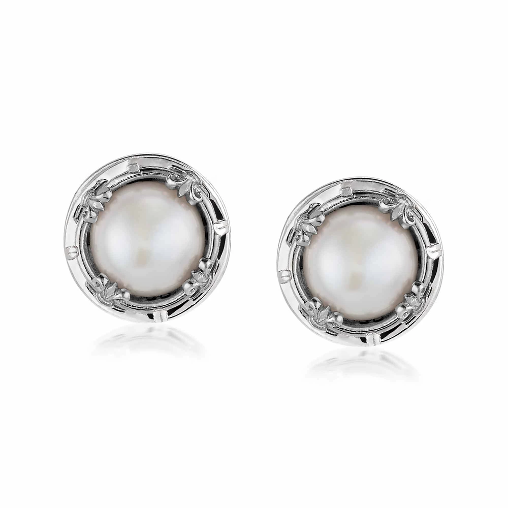large round pearl stud earrings