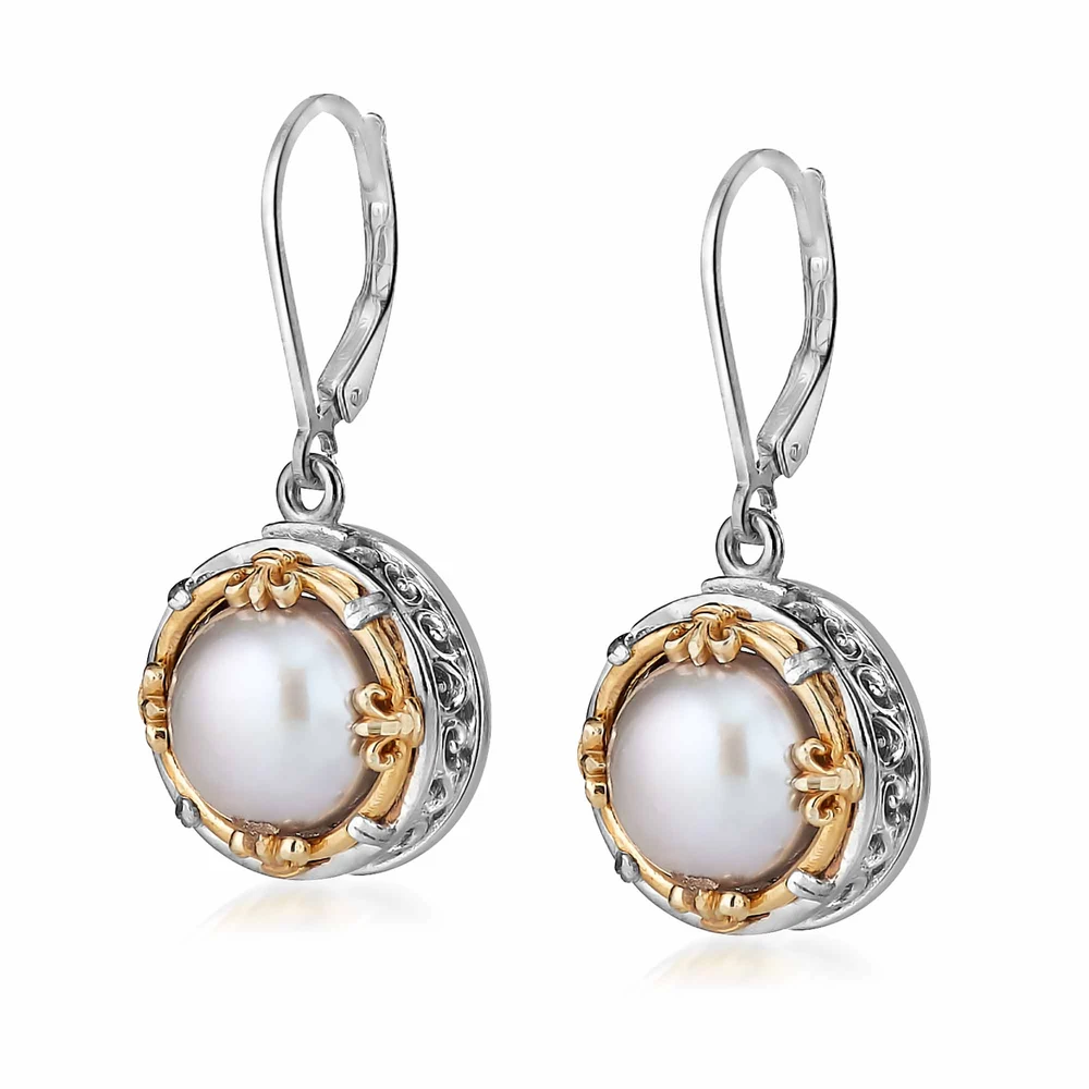 large round pearl earrings with 18k gold vermeil