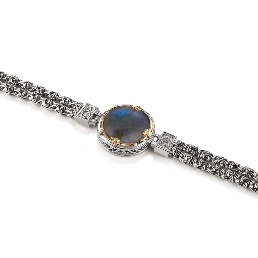 handmade chain bracelet with labradorite and 18k gold vermeil