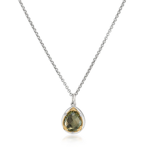 petite teardrop green amethyst necklace with 18k gold vermeil