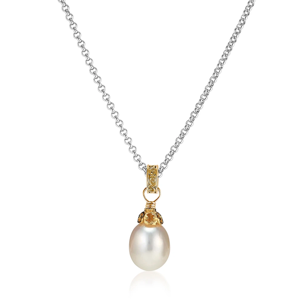 large pearl teardrop necklace with 18k gold vermeil