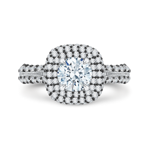CA0036E-37WBK Bridal Jewelry Carizza White Gold Round Diamond Double Halo Engagement Rings