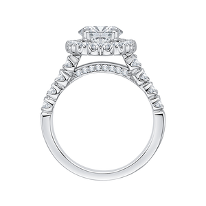 14K White Gold Round Halo Diamond Engagement Ring (Semi Mount)