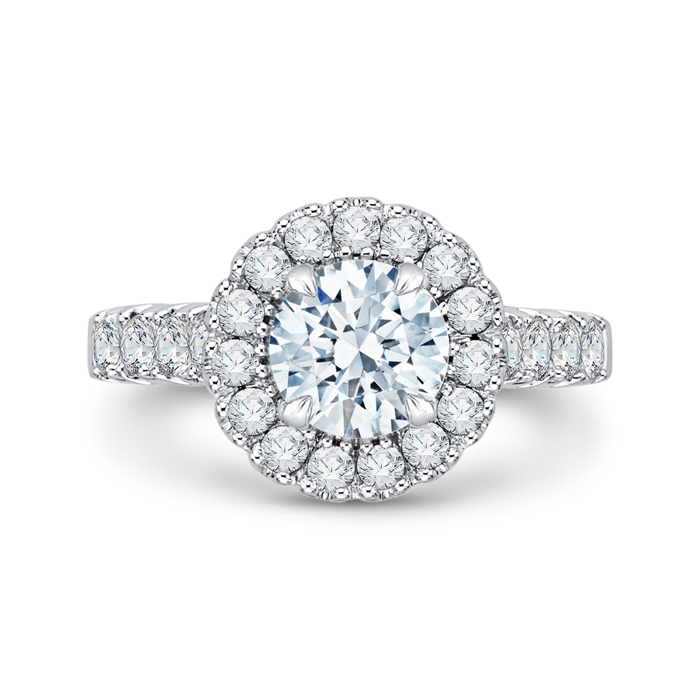 CA0037E-37W Bridal Jewelry Carizza White Gold Round Diamond Halo Engagement Rings