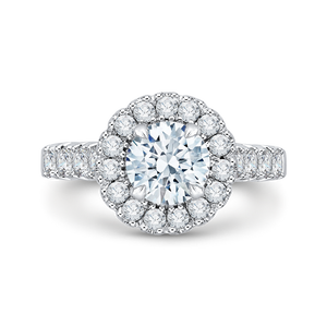 CA0037E-37W Bridal Jewelry Carizza White Gold Round Diamond Halo Engagement Rings