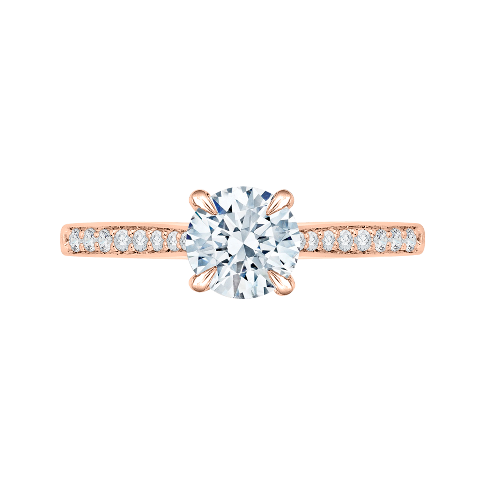 CA0040E-37P Bridal Jewelry Carizza Rose Gold Round Diamond Solitaire Engagement Rings