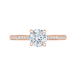 CA0040E-37P Bridal Jewelry Carizza Rose Gold Round Diamond Solitaire Engagement Rings